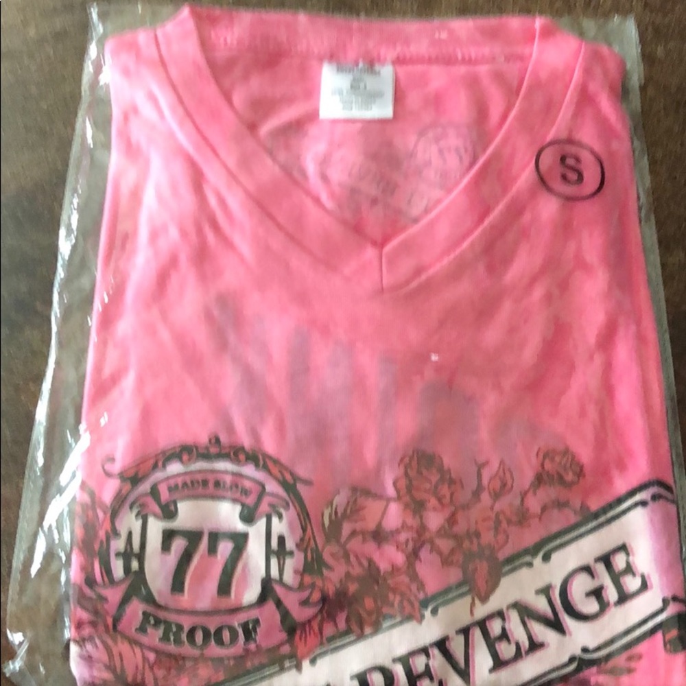 SWEET REVENGE DRINK PINK LADIES V NECK SHIRT Small